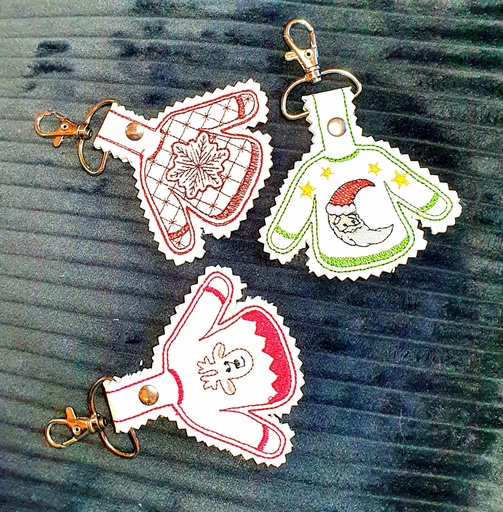 3 Porte clefs Pull de Noël