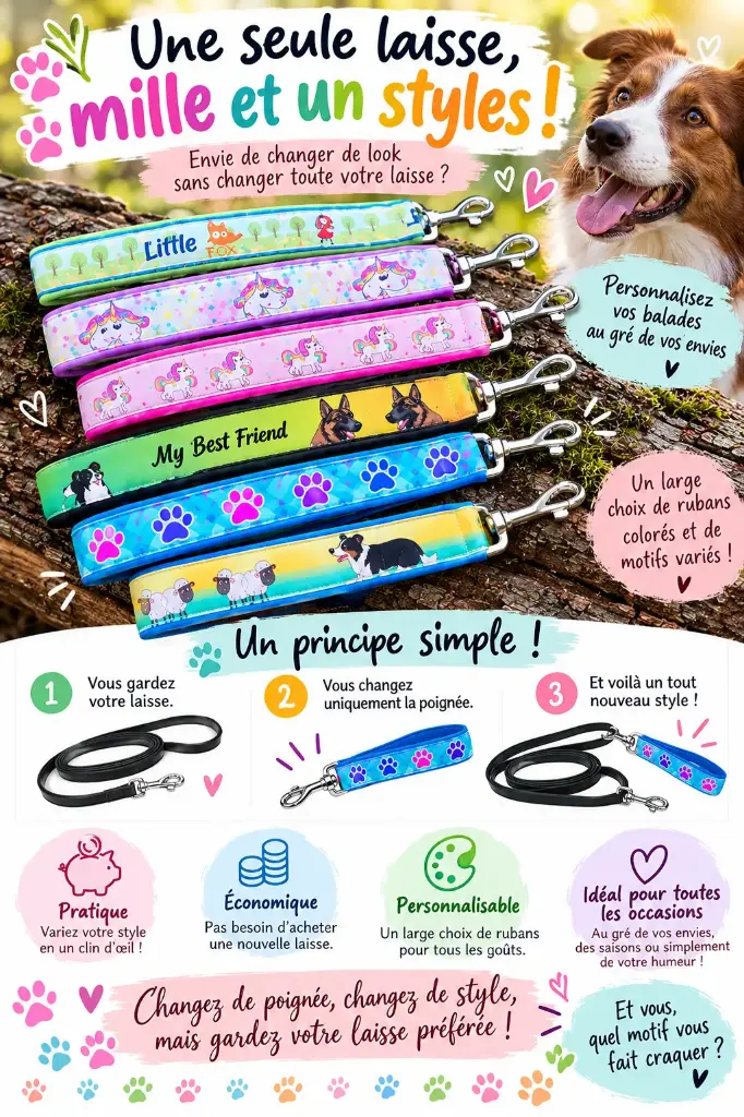 Poignée interchangeable avec ruban de fantaisie 