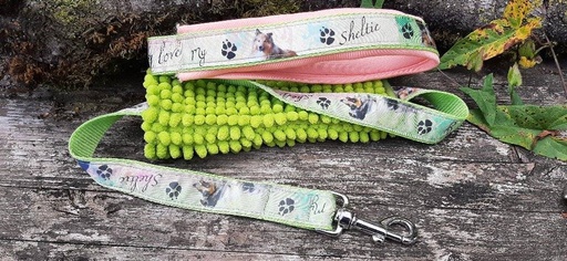 Laisse tug chenille avec ruban imprimé