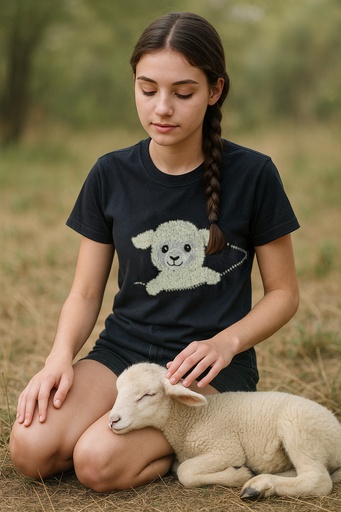 [FIMPRPOIT-1] T-shirt mixte avec broderie Agneau