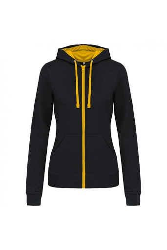 [MCFSOFTSHELL001-2-1] Sweat-shirt zippé capuche contrastée femme